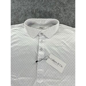 Collars & Co Dress Collar Polo Shirt Mens 3XL White Polka Dot AOP Golf - NWT